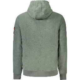 Green Polyester Men's Sweatshirt with Hood