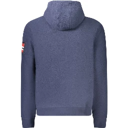 Blue Polyester Men's Hooded Sweater