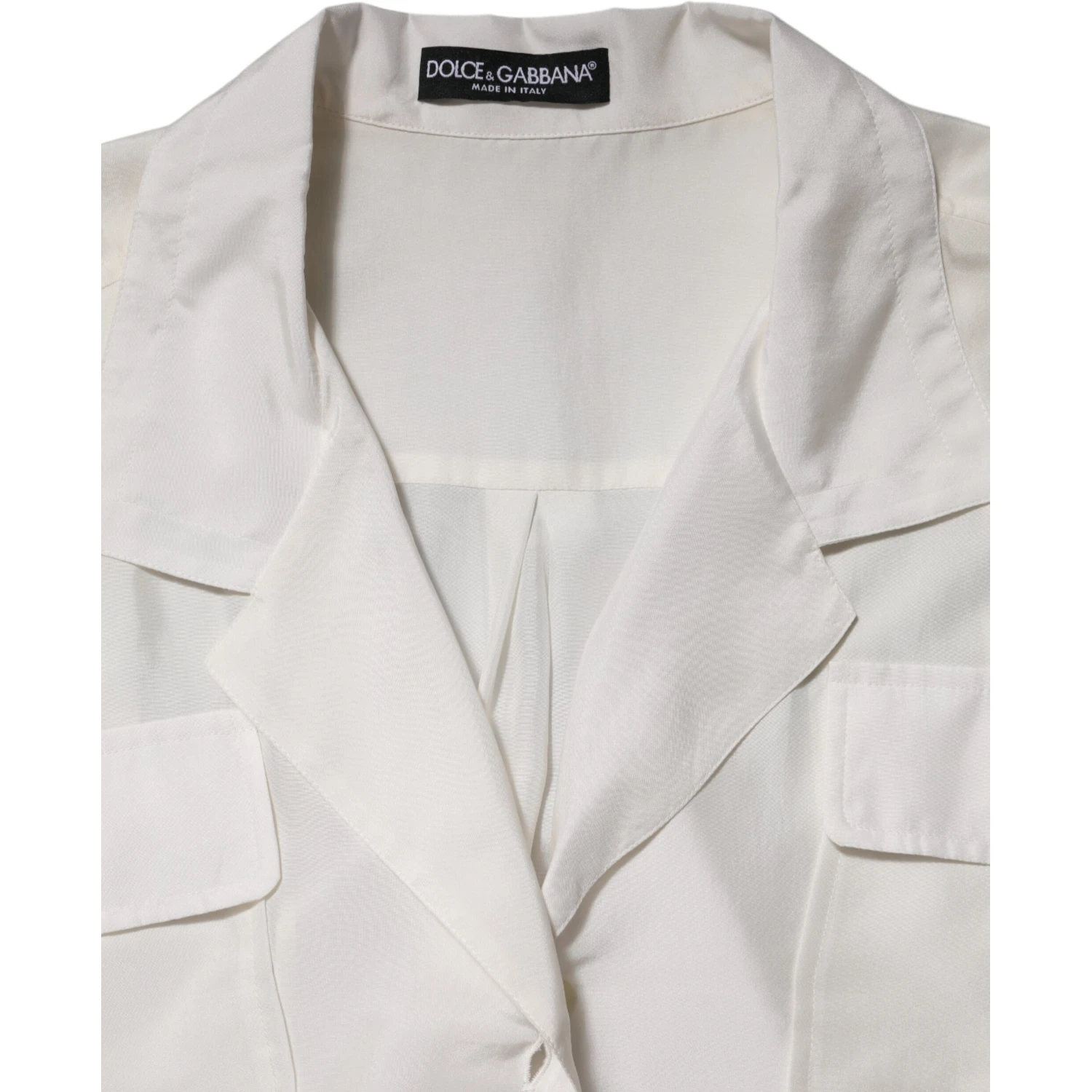 White Silk Collared 3/4 Sleeves Blouse Top