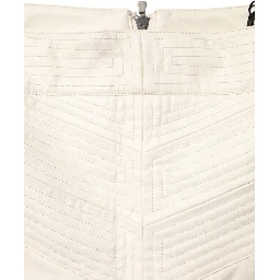 Beige Faux Leather Quilted Mini High Waist Women  Skirt
