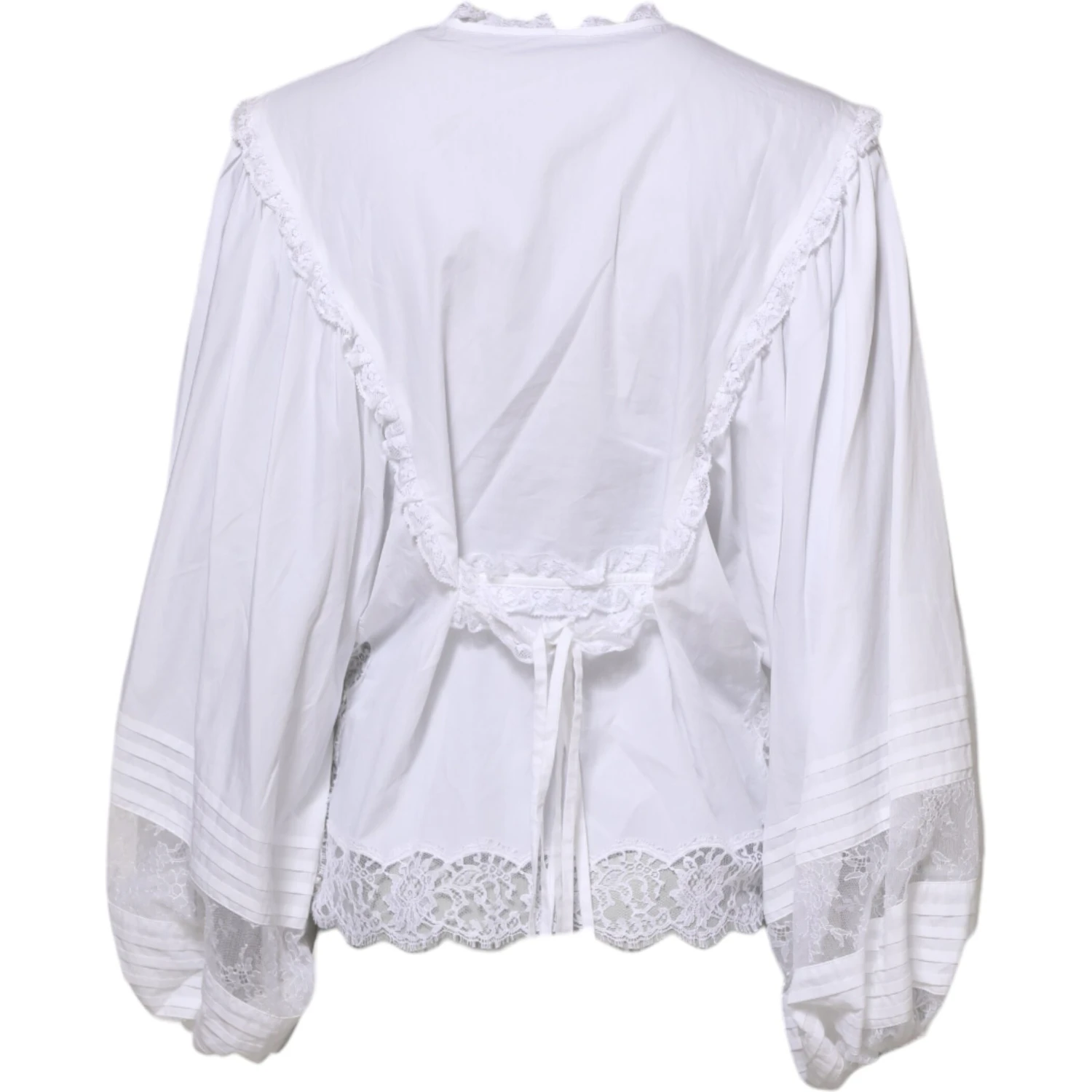 White Ruffled Lace Embellished Blouse Top