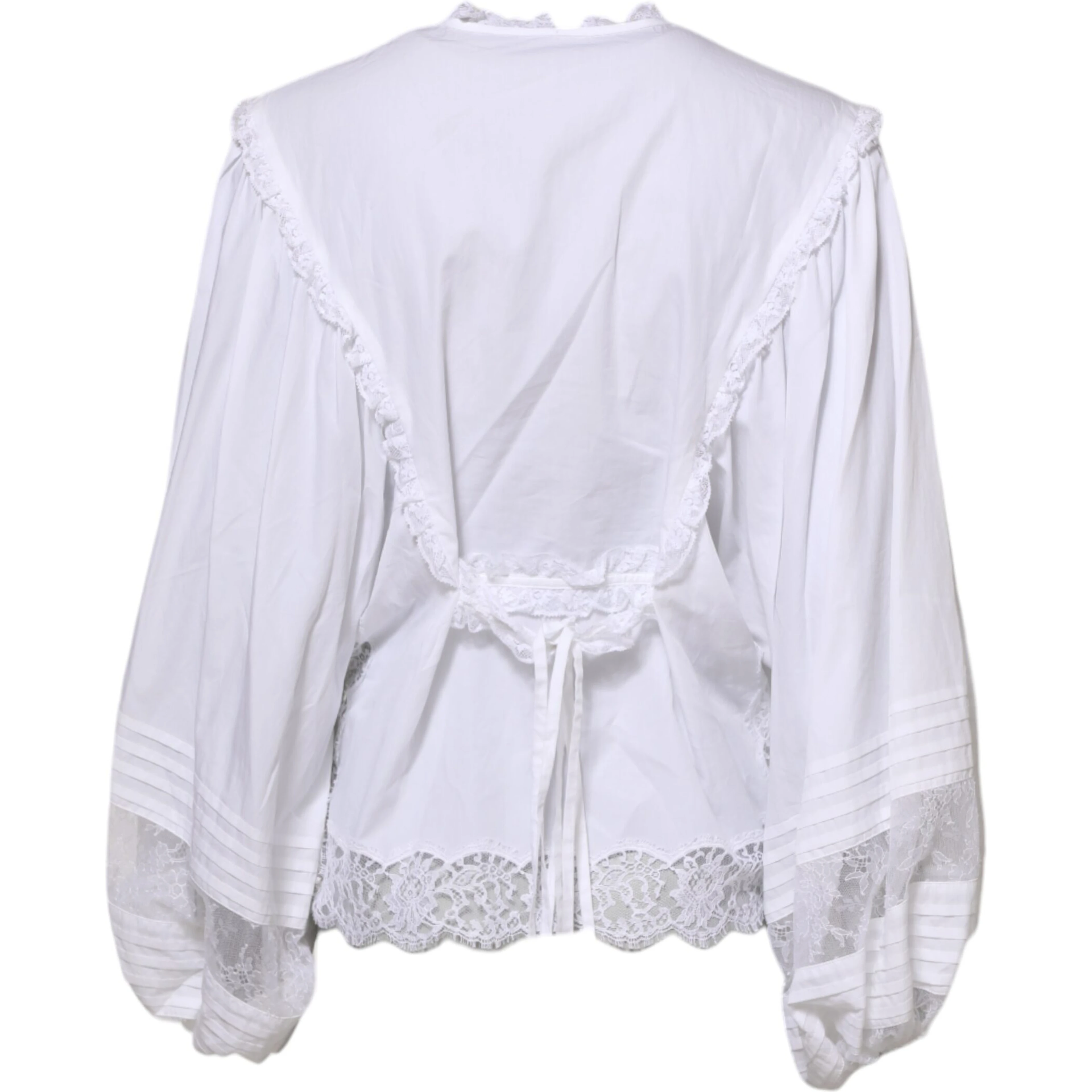 White Ruffled Lace Embellished Blouse Top