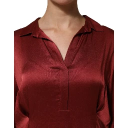 Burgundy Acetate Viscose Satin Long Dress