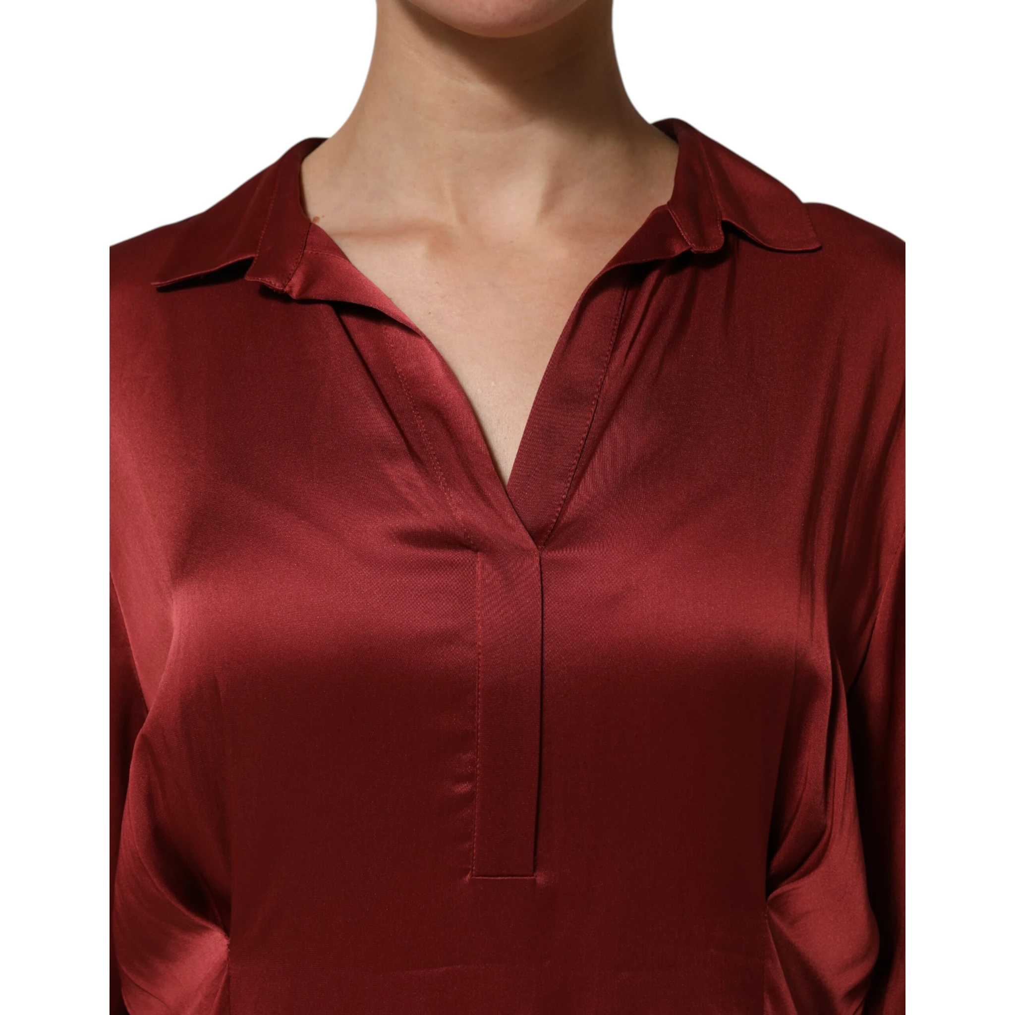 Burgundy Acetate Viscose Satin Long Dress