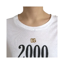White Cotton 2000 Fashion Print Logo T-shirt
