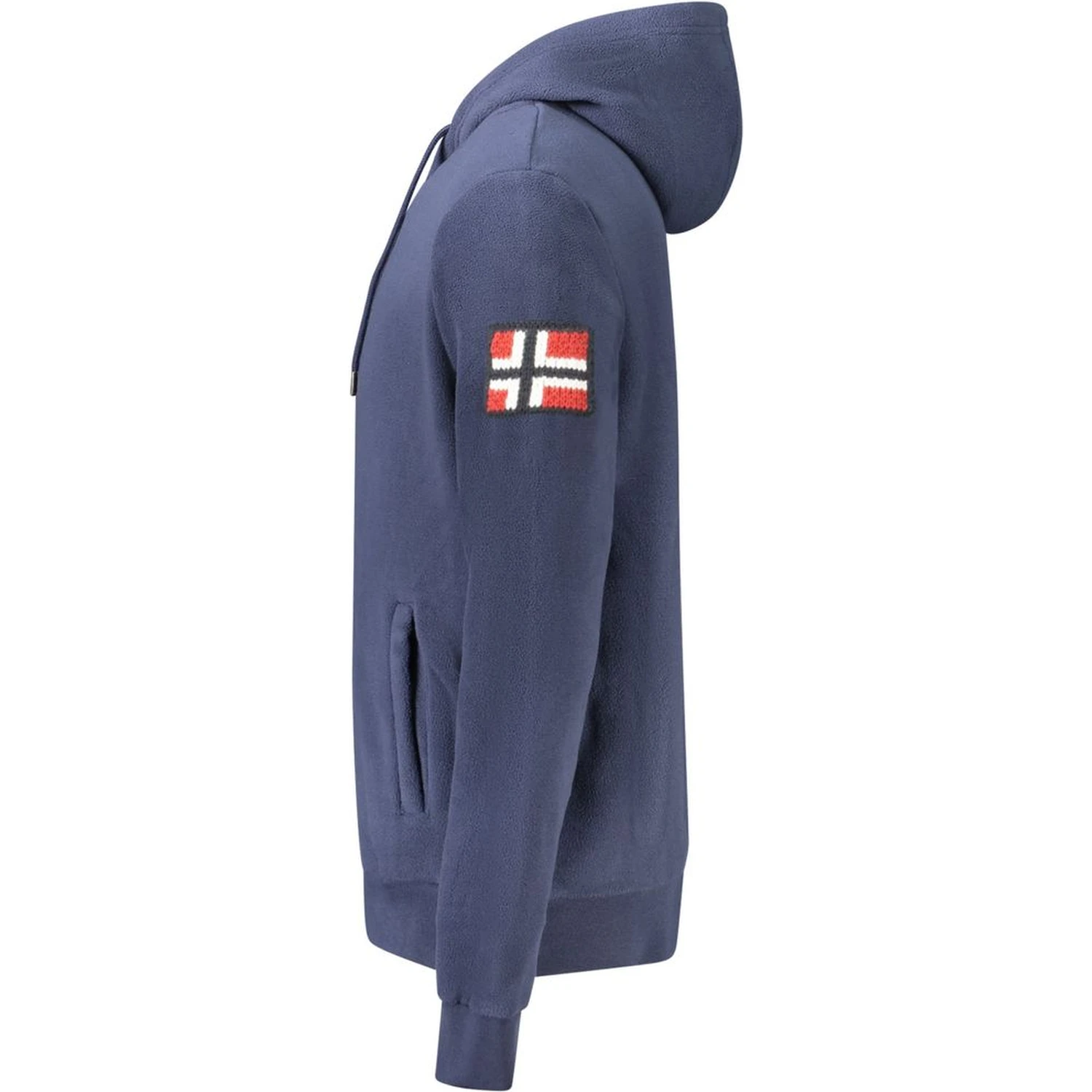 Blue Polyester Men's Hooded Sweater