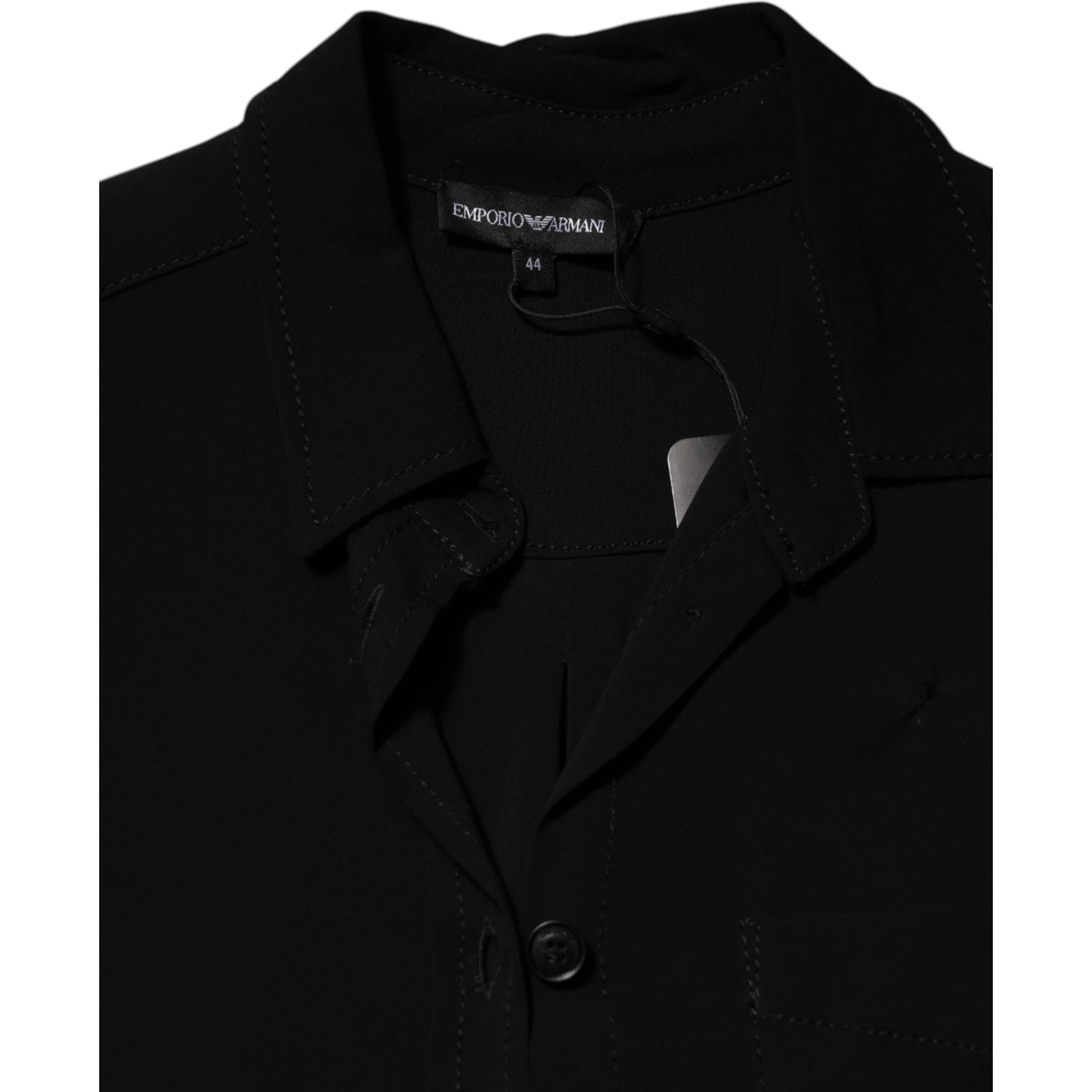 Black Viscose Blend Shirt Style Belted  Dress