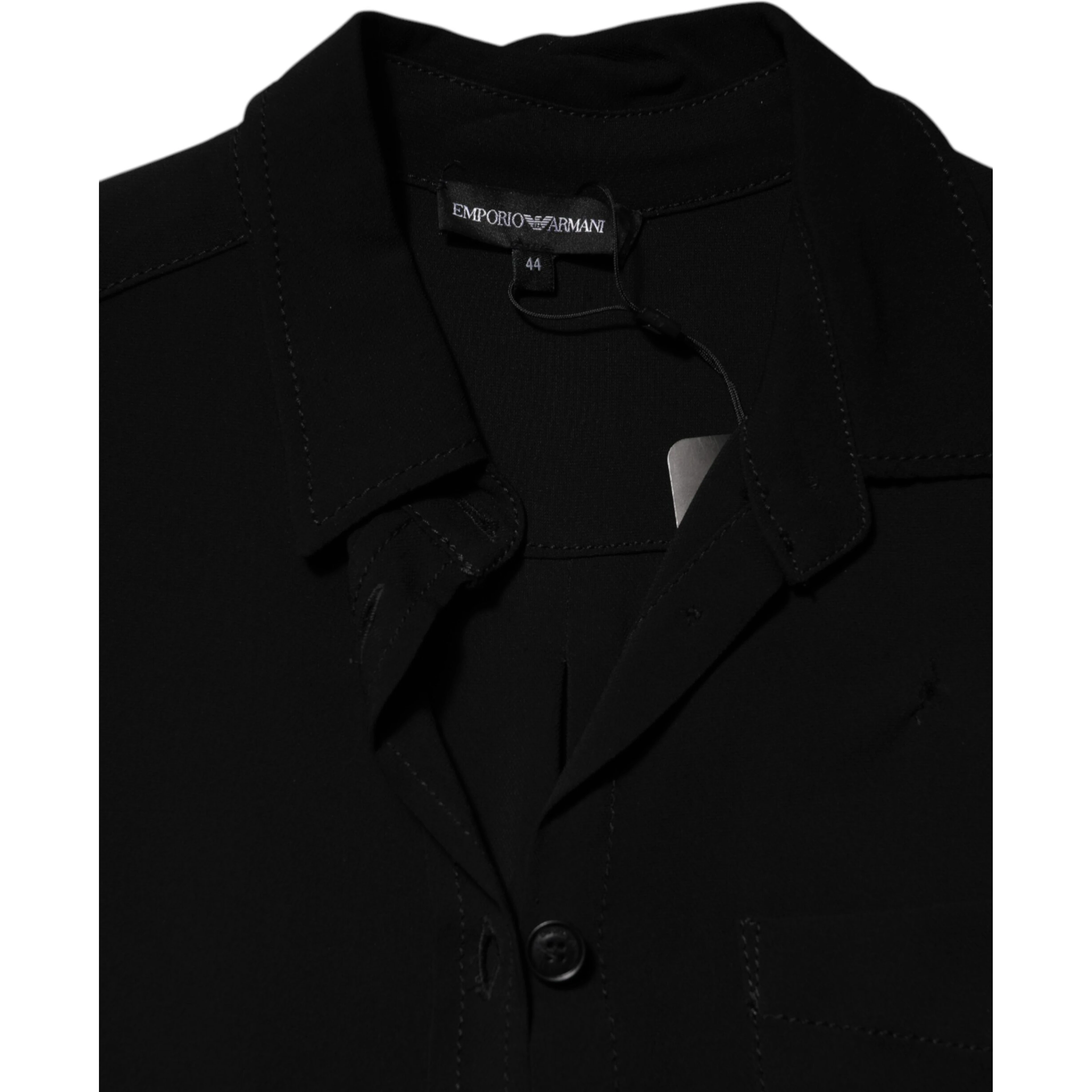 Black Viscose Blend Shirt Style Belted  Dress