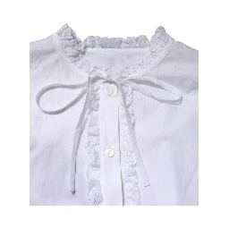 White Ruffled Lace Embellished Blouse Top