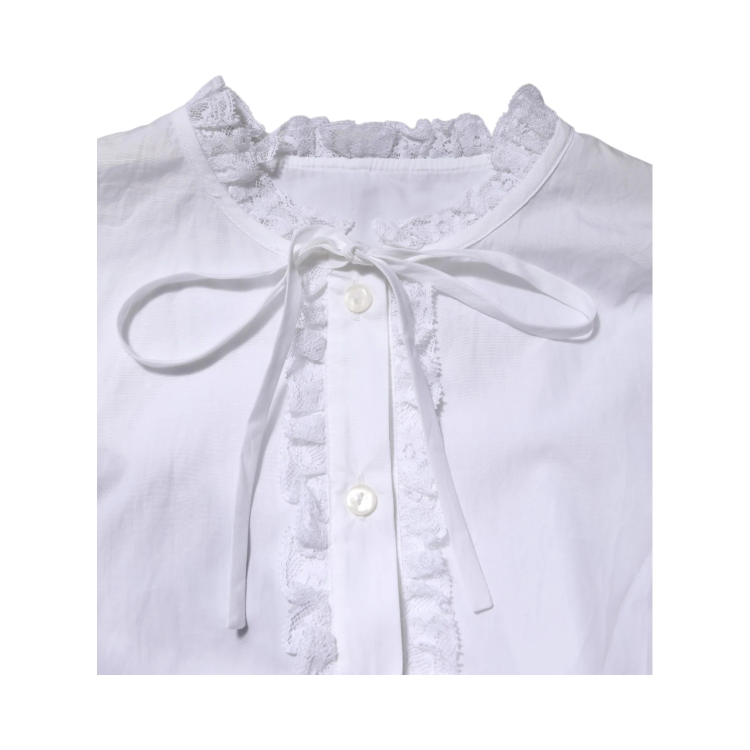 White Ruffled Lace Embellished Blouse Top
