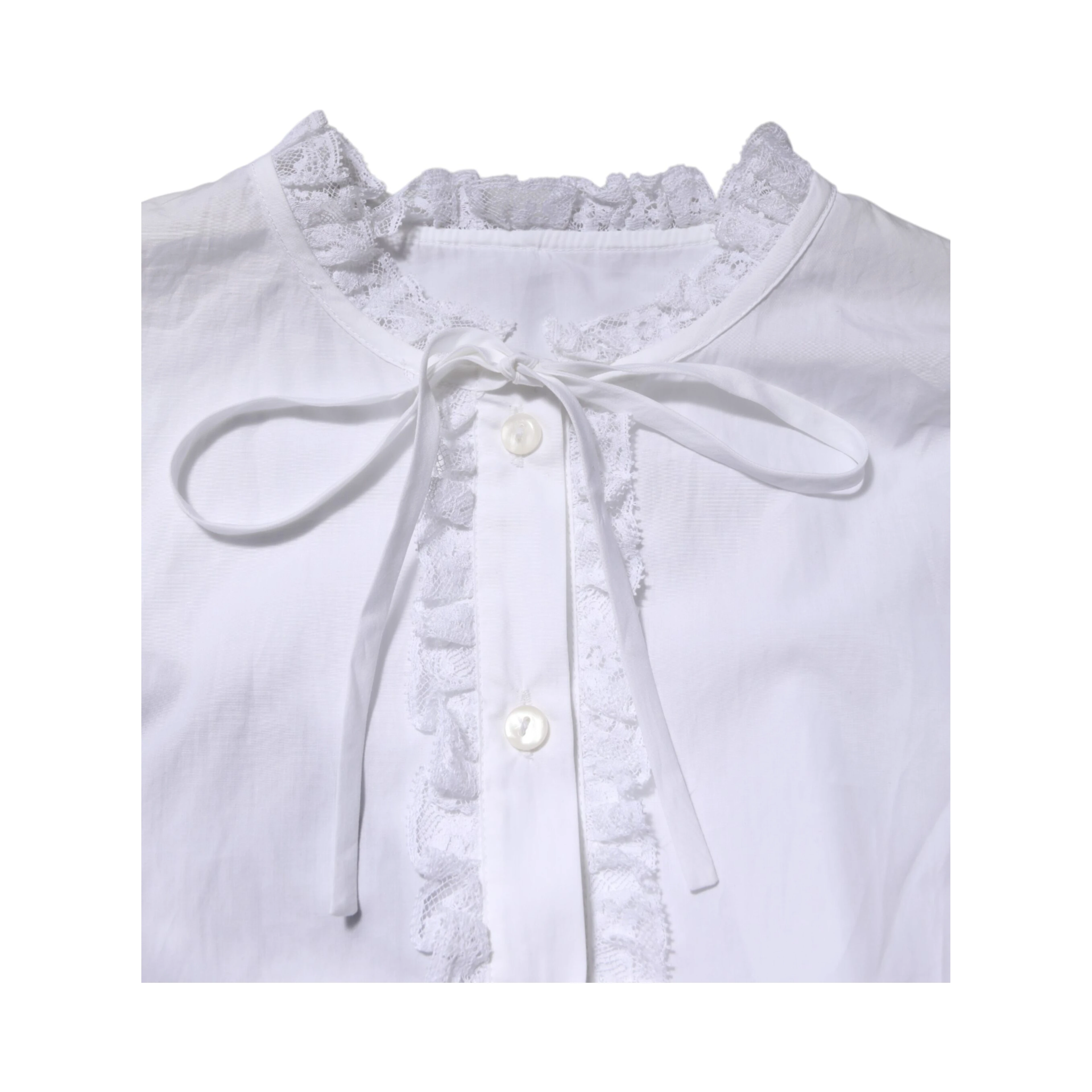 White Ruffled Lace Embellished Blouse Top