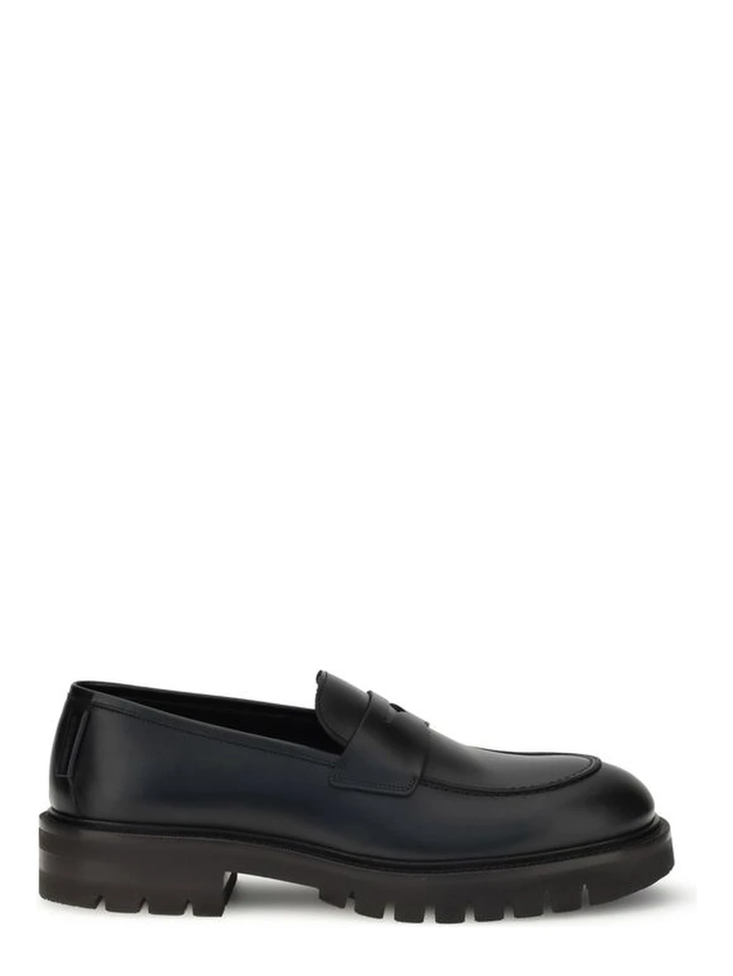 Black Rubber Slip-On Loafers