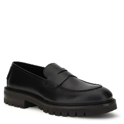 Black Rubber Slip-On Loafers