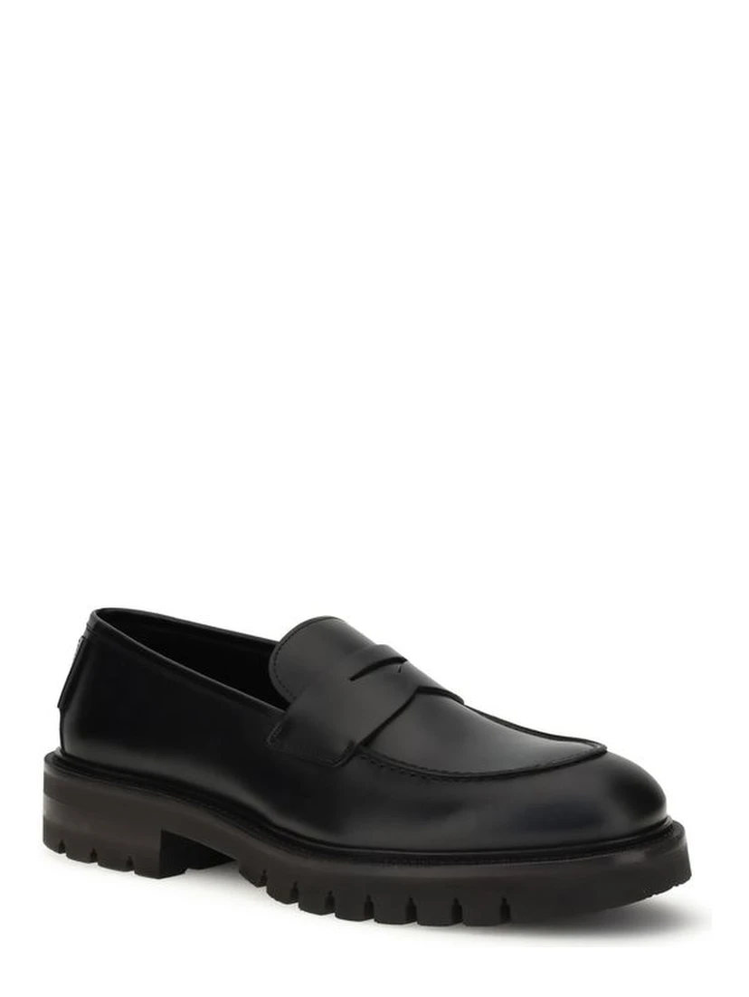 Black Rubber Slip-On Loafers