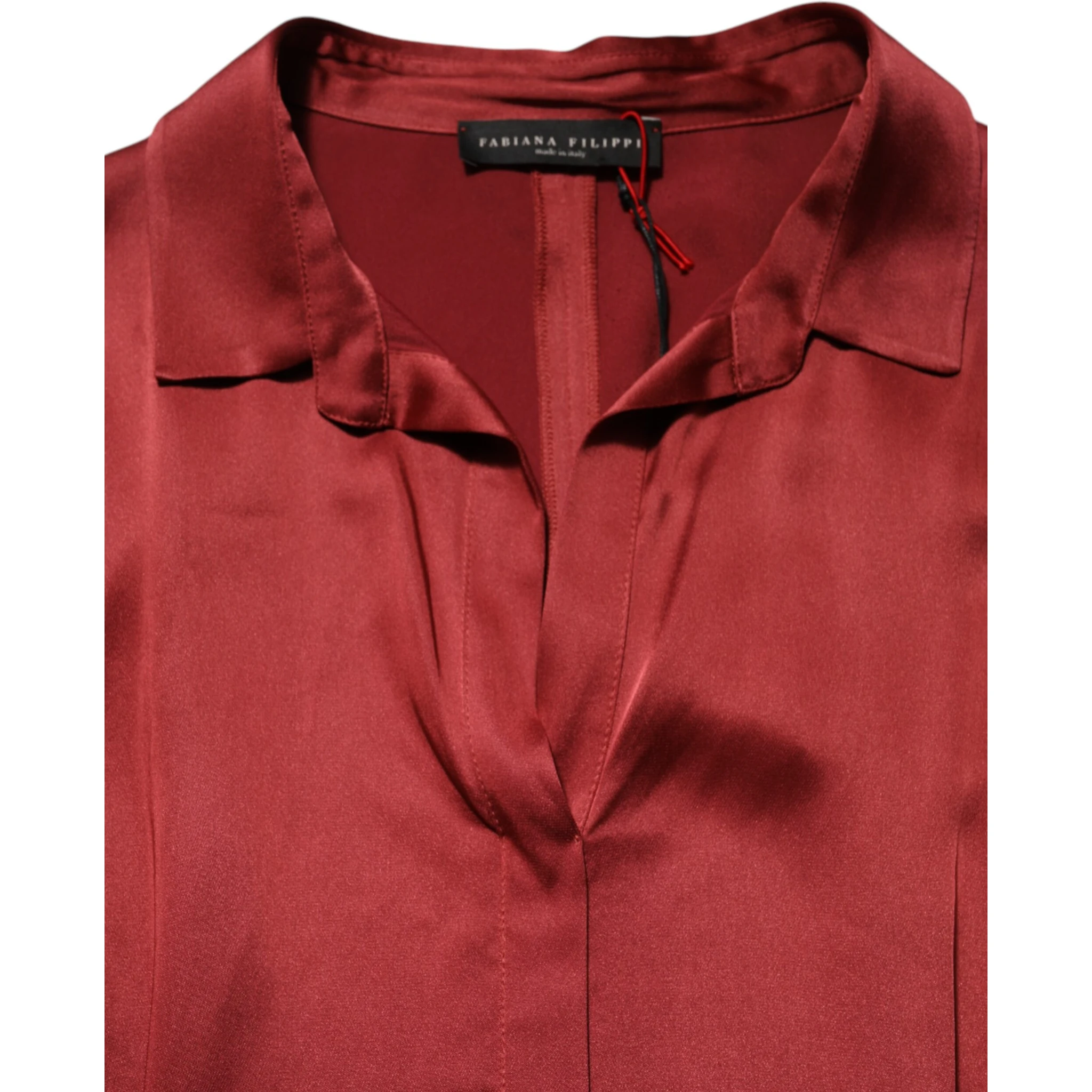 Burgundy Acetate Viscose Satin Long Dress