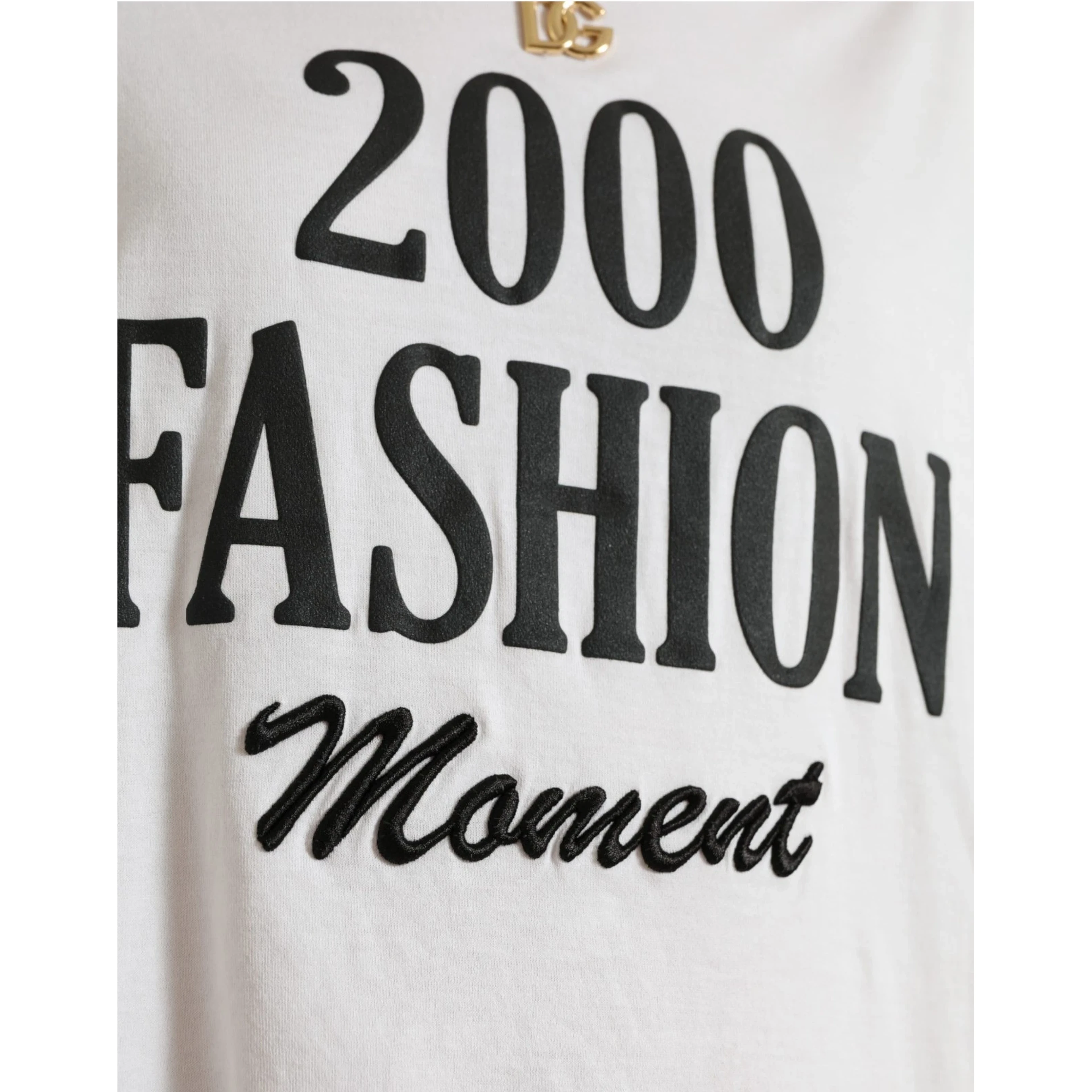 White Cotton 2000 Fashion Print Logo T-shirt
