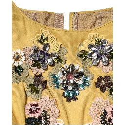 Yellow Silk Floral Embroidered Maxi Dress