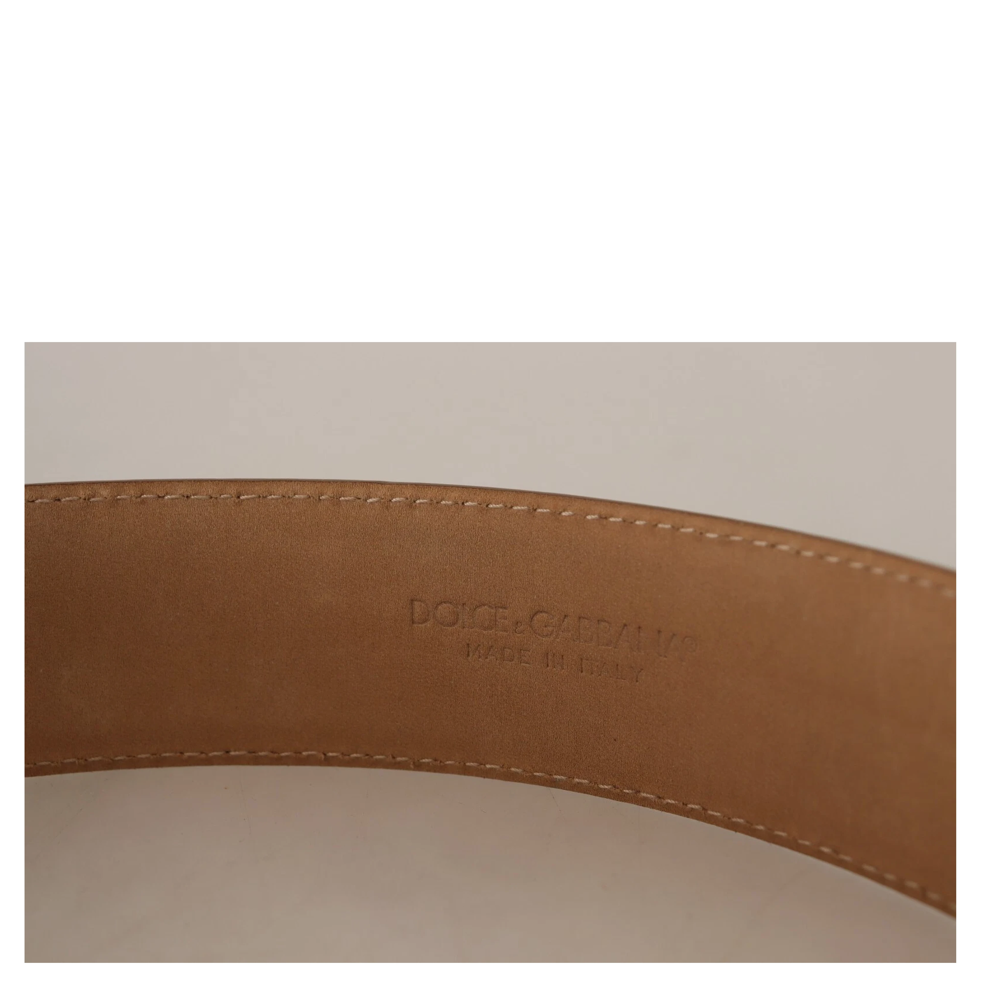 Brown Leather Gold Metal Oval Buckle Belt