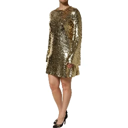 Gold Sequin Long Sleeve Mini Dress