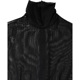 Black Sheer Mesh Long Sleeve Jumpsuit Bodysuit Dress
