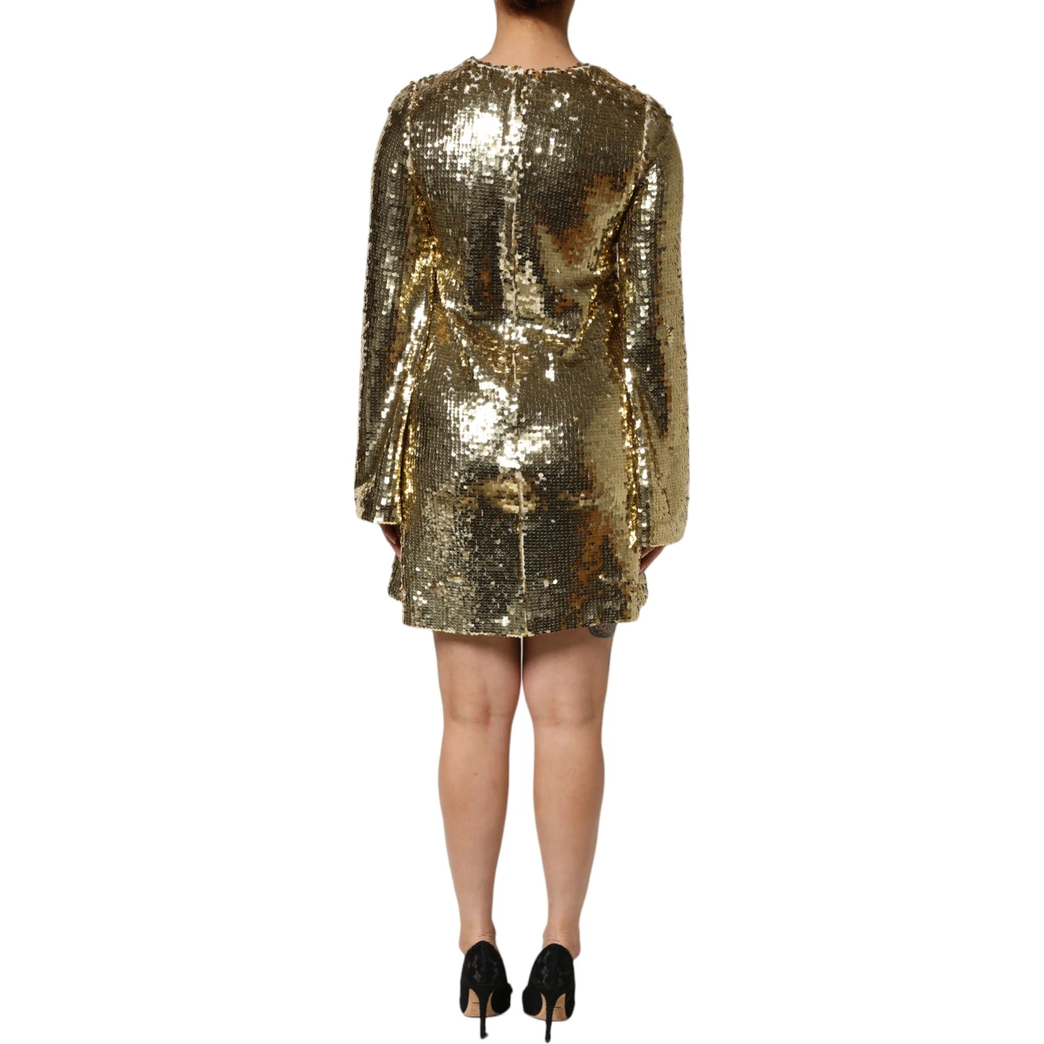 Gold Sequin Long Sleeve Mini Dress