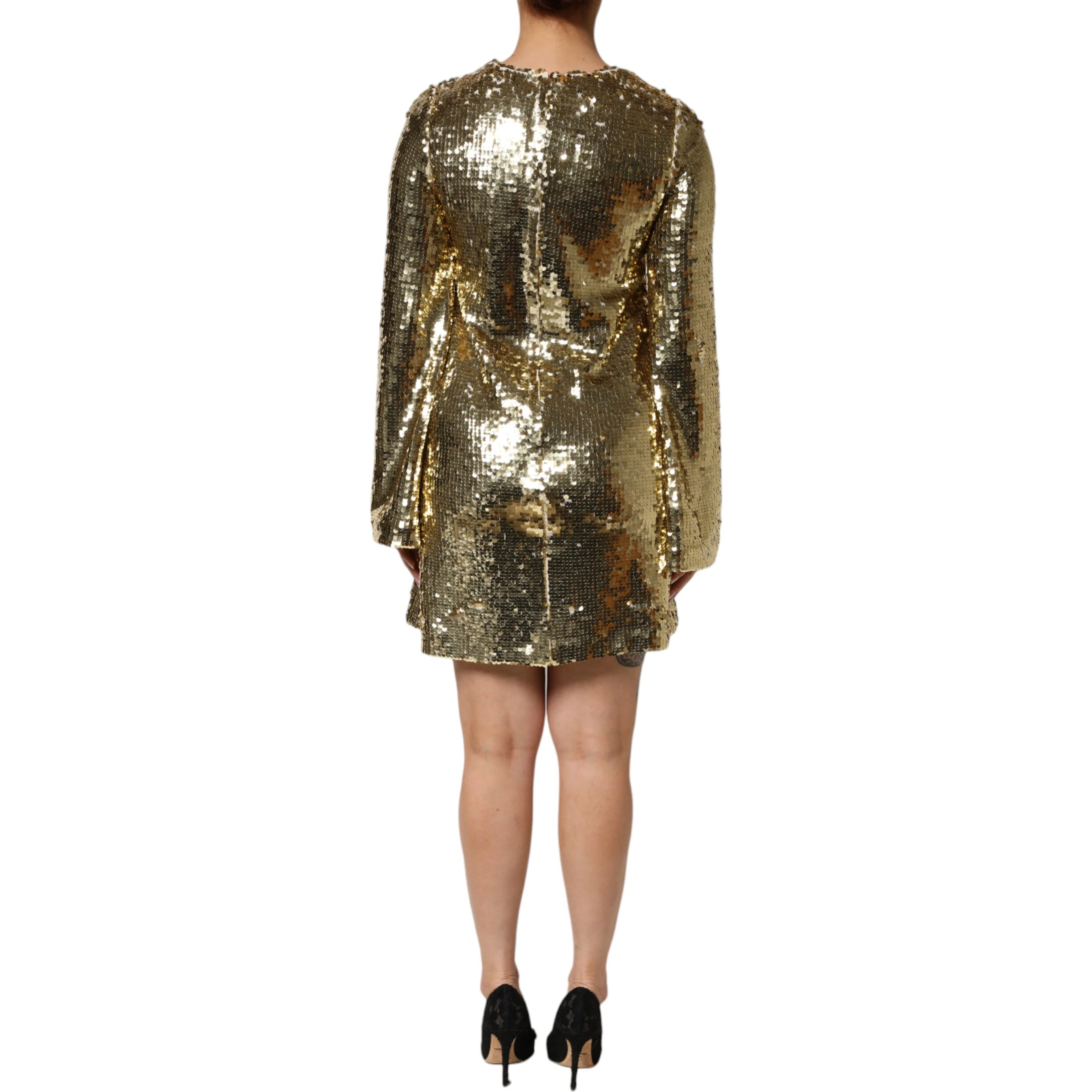 Gold Sequin Long Sleeve Mini Dress