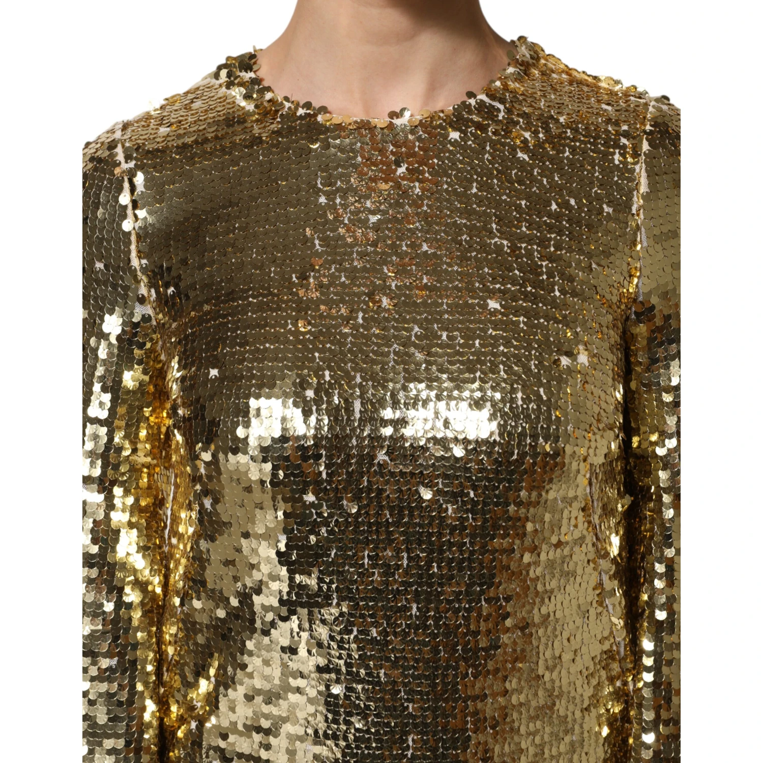 Gold Sequin Long Sleeve Mini Dress