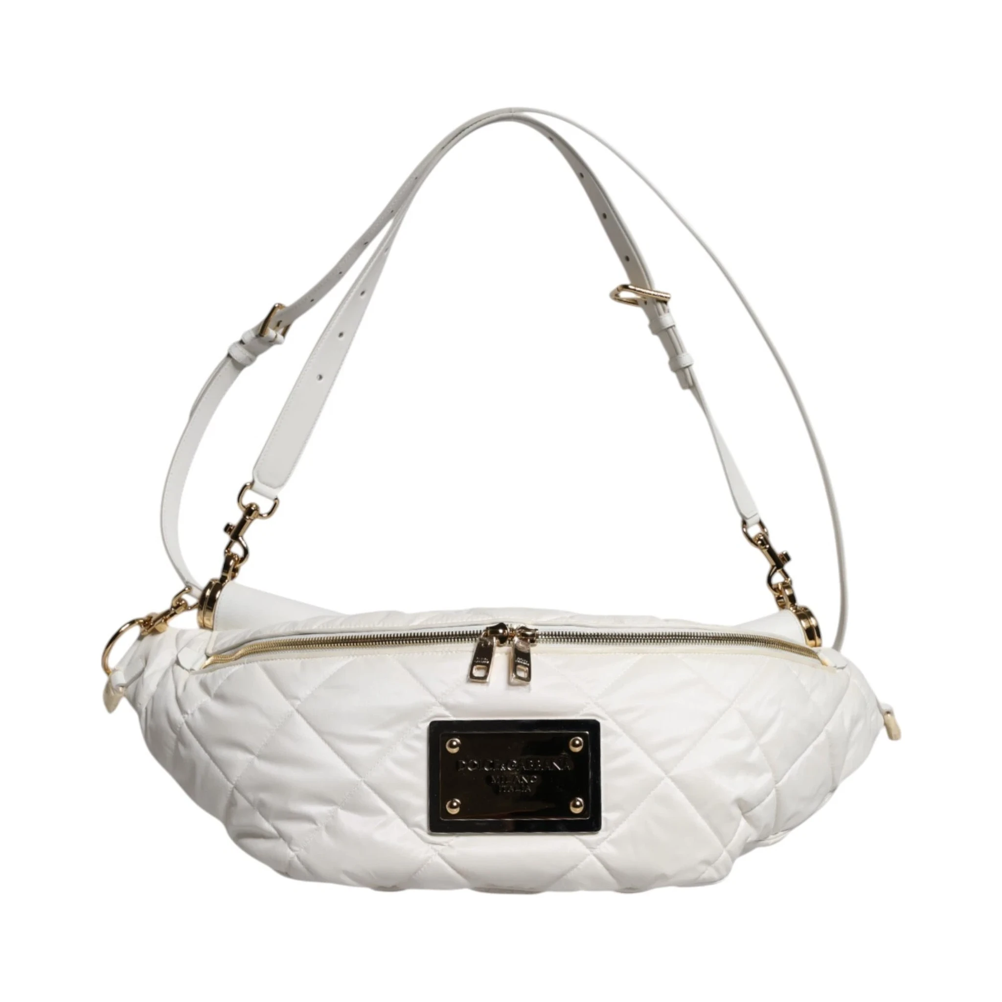 White Quilted Logo 90's Sicily Belt Waist Fanny Pack Bag