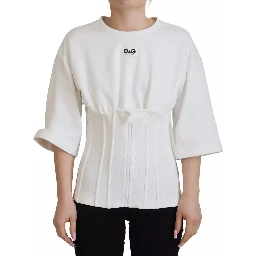 White Cotton Corset Stretch Top  T-shirt
