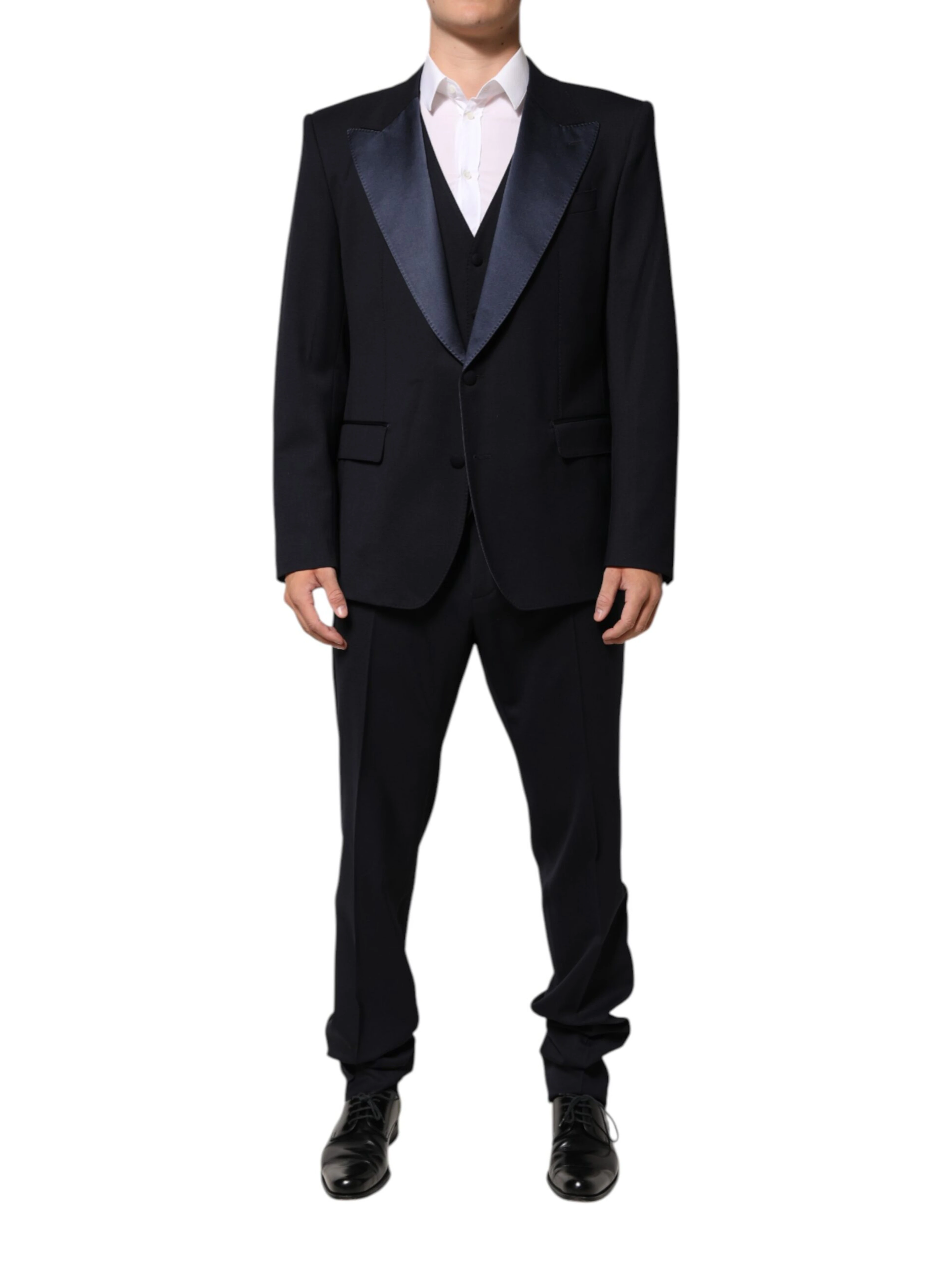 Black 3 Piece Wool Silk Blend Suit SICILIA