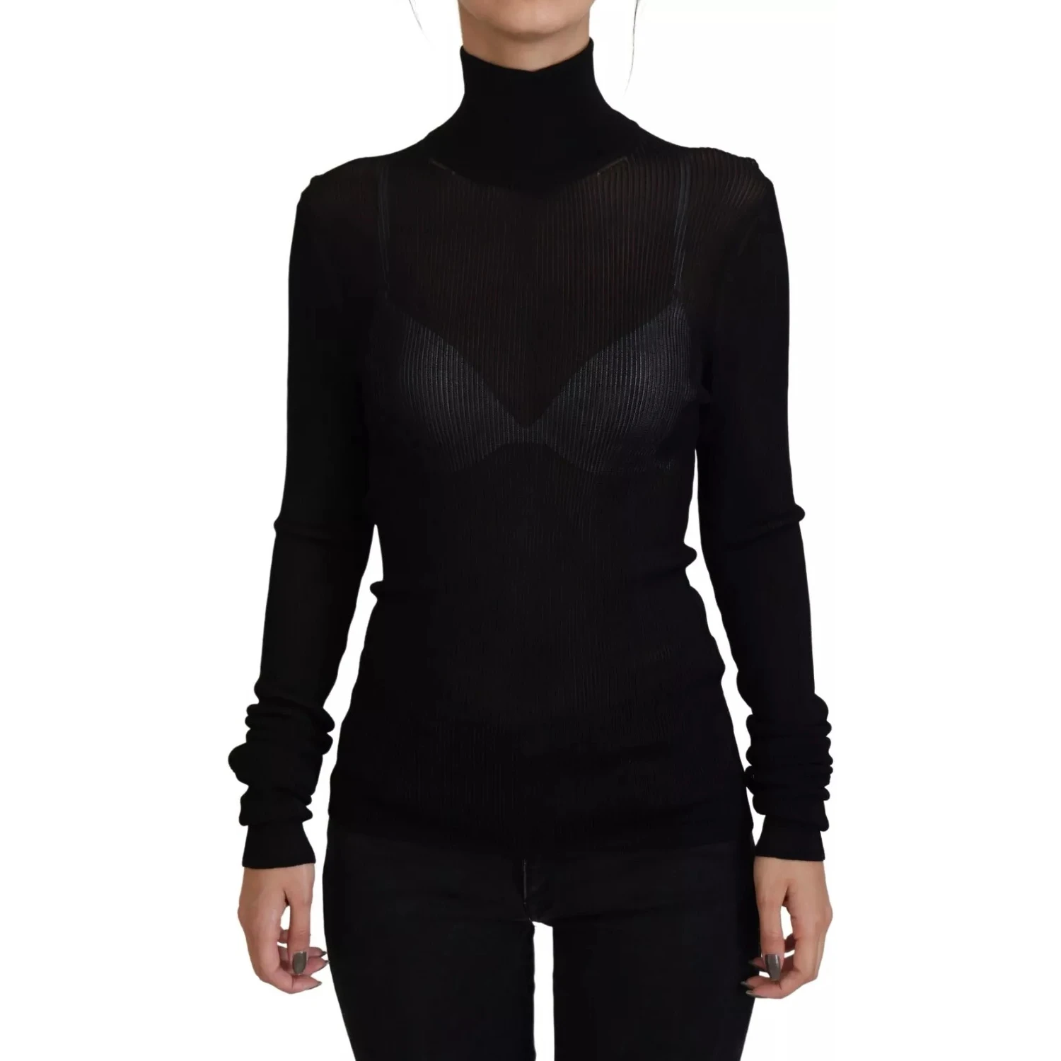 Black Turtleneck Slim Fit Pullover Sweater