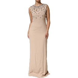 Nude Ecru Beaded Crystal Embellished Dress