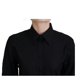 Black Cotton Collared Long Sleeves Shirt
