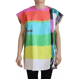 Multicolor Print Blouse Cotton Tank TV Print T-shirt