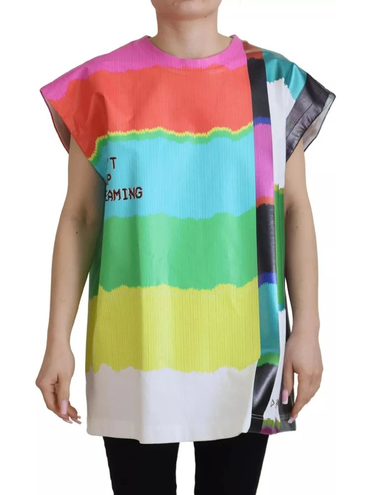 Multicolor Print Blouse Cotton Tank TV Print T-shirt
