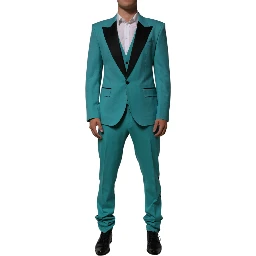 Cyan 3 Piece Wool Silk Blend Suit SICILIA