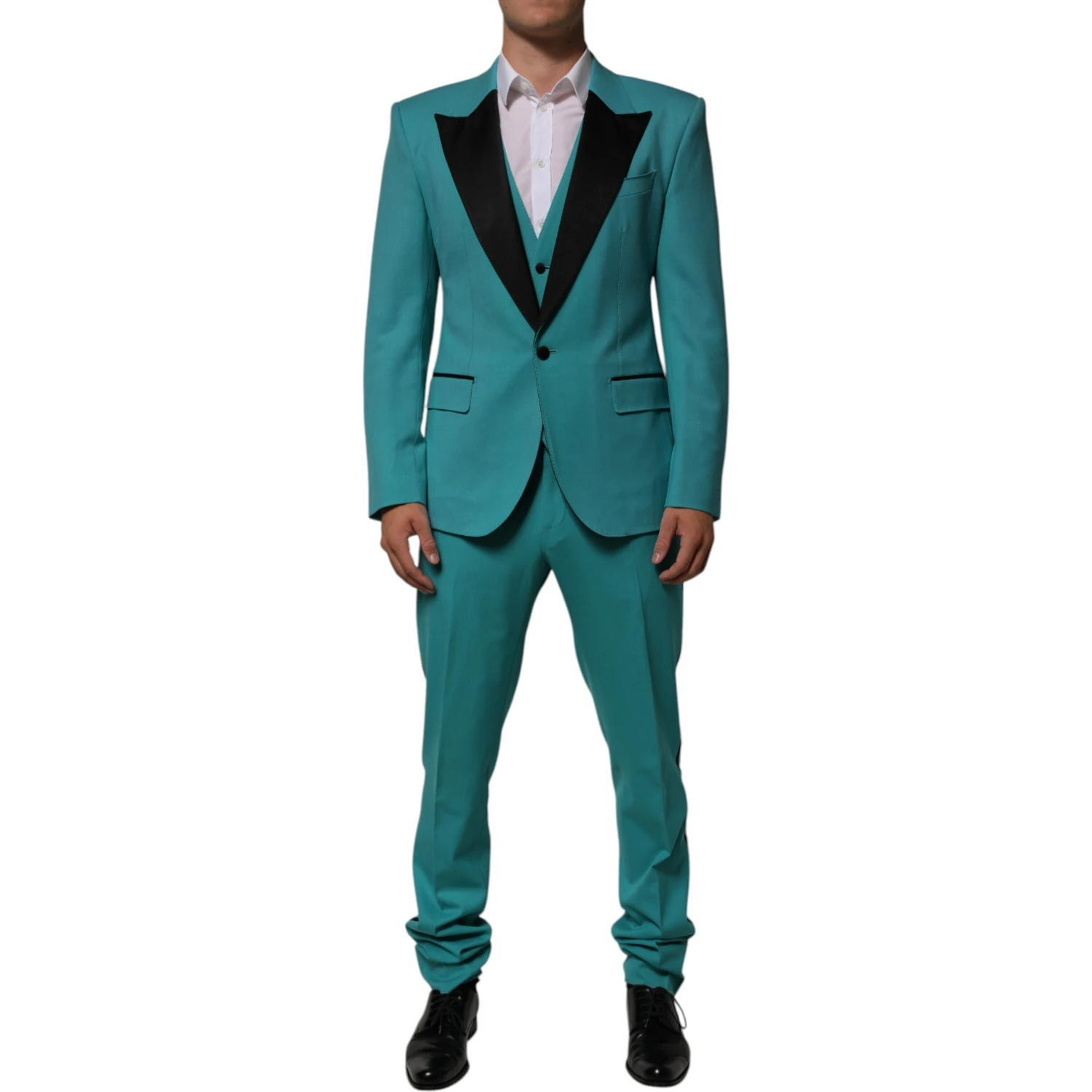 Cyan 3 Piece Wool Silk Blend Suit SICILIA
