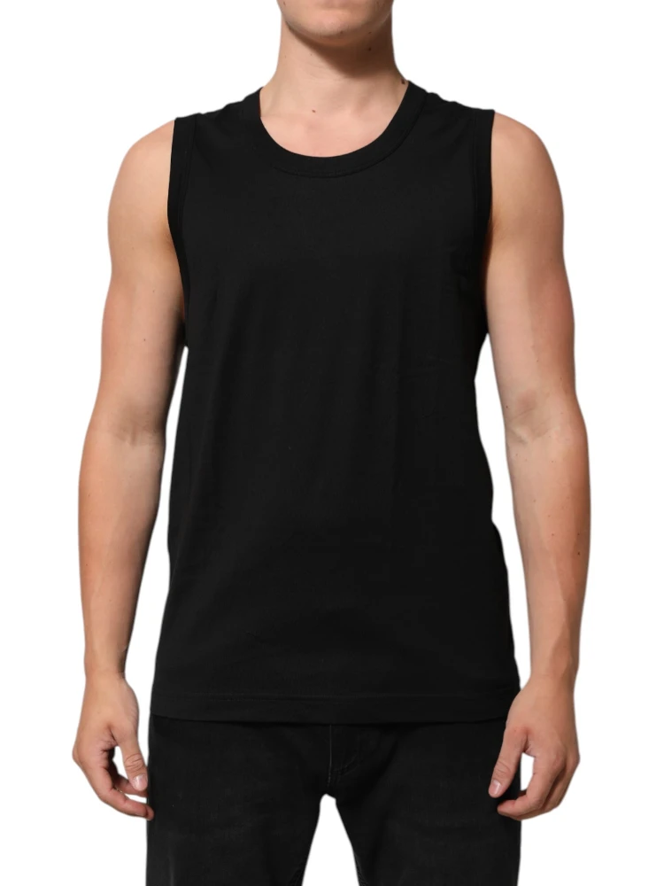 Black Cotton Sleeveless Underwear Men Tank Top
