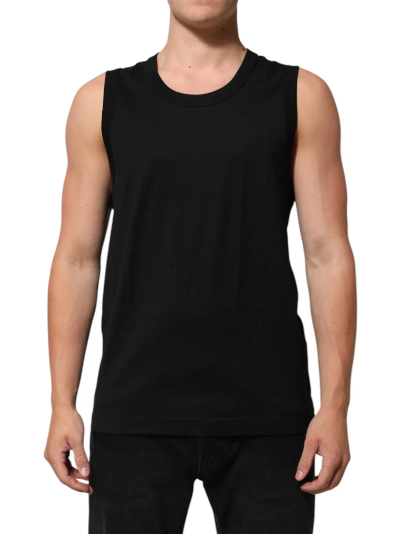 Black Cotton Sleeveless Underwear Men Tank Top