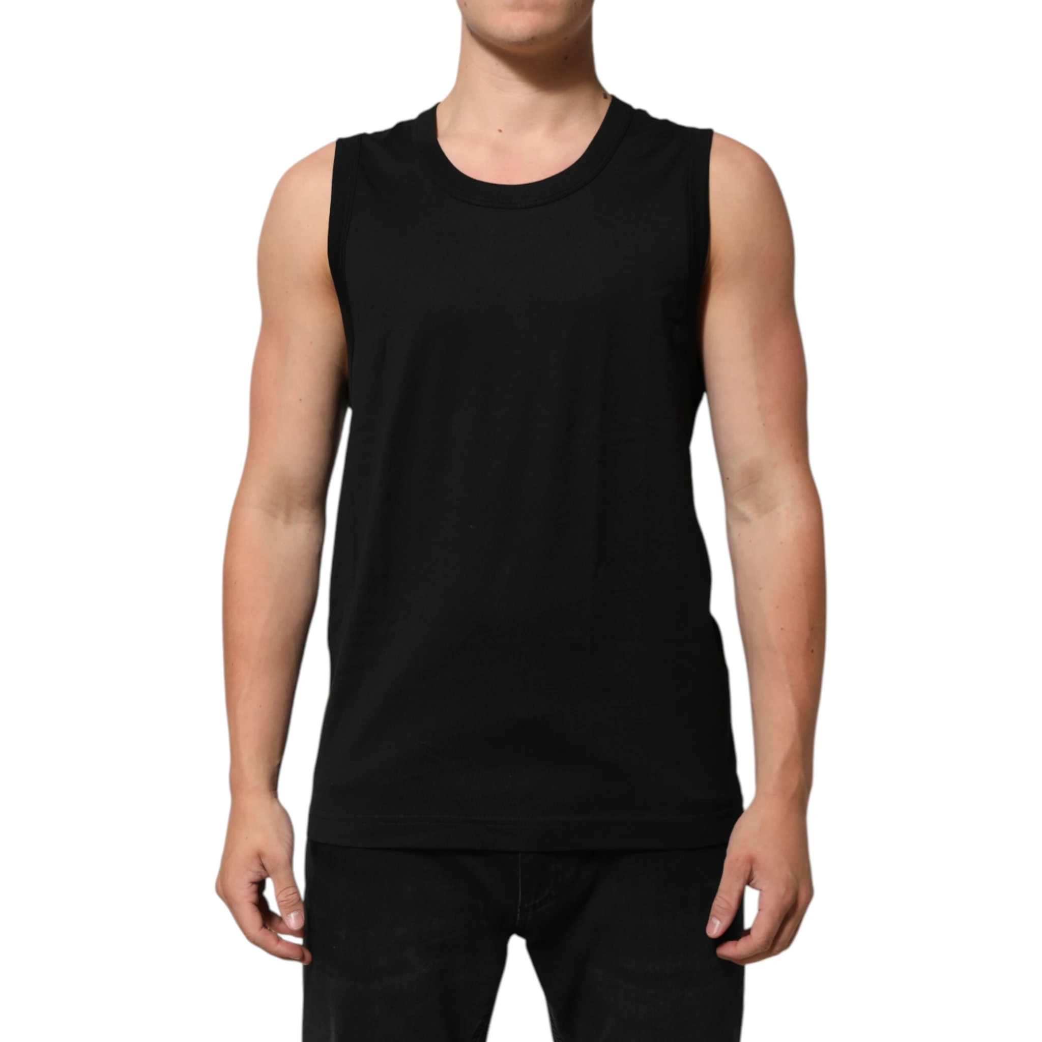 Black Cotton Sleeveless Underwear Men Tank Top