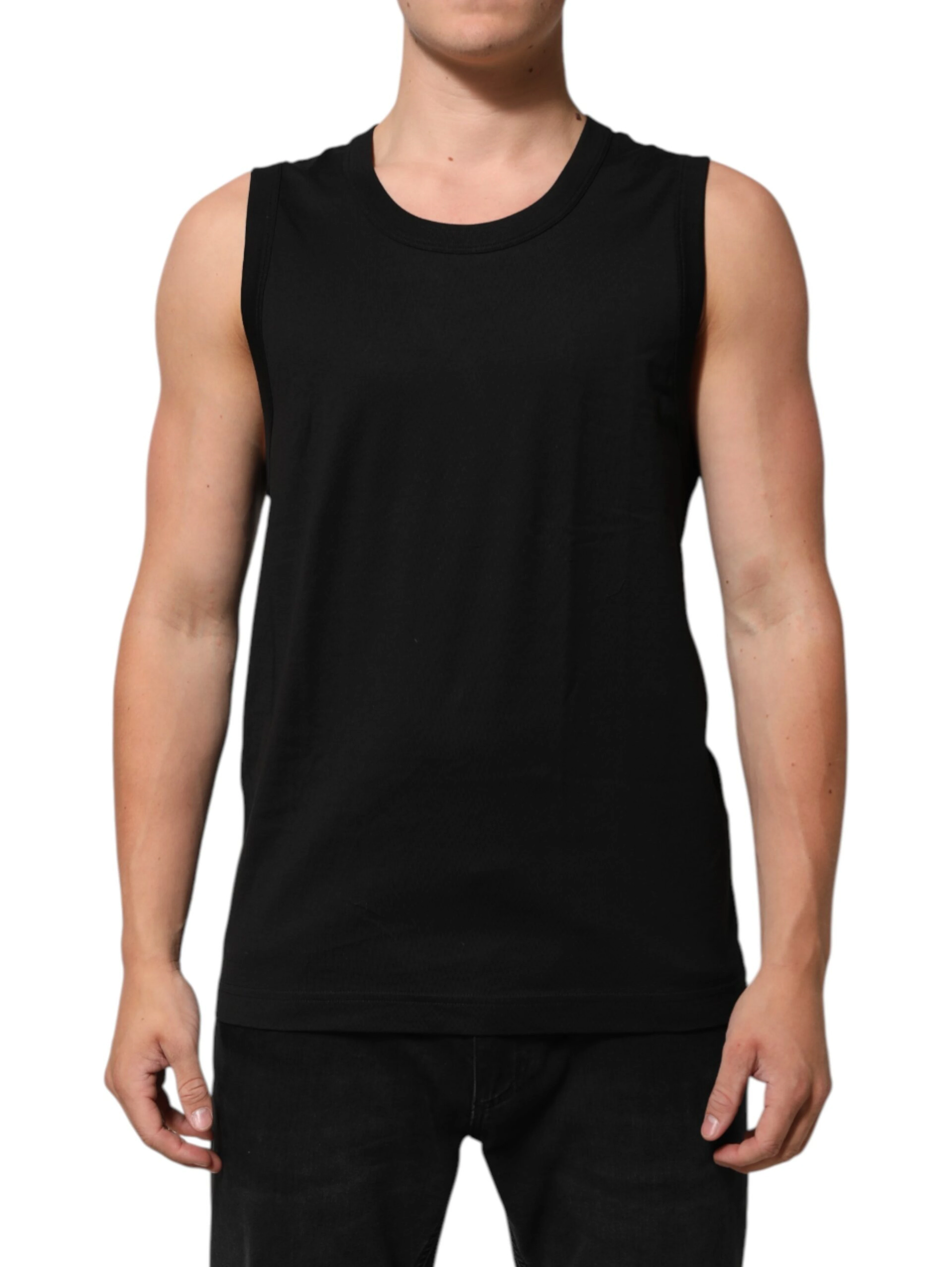 Black Cotton Sleeveless Underwear Men Tank Top