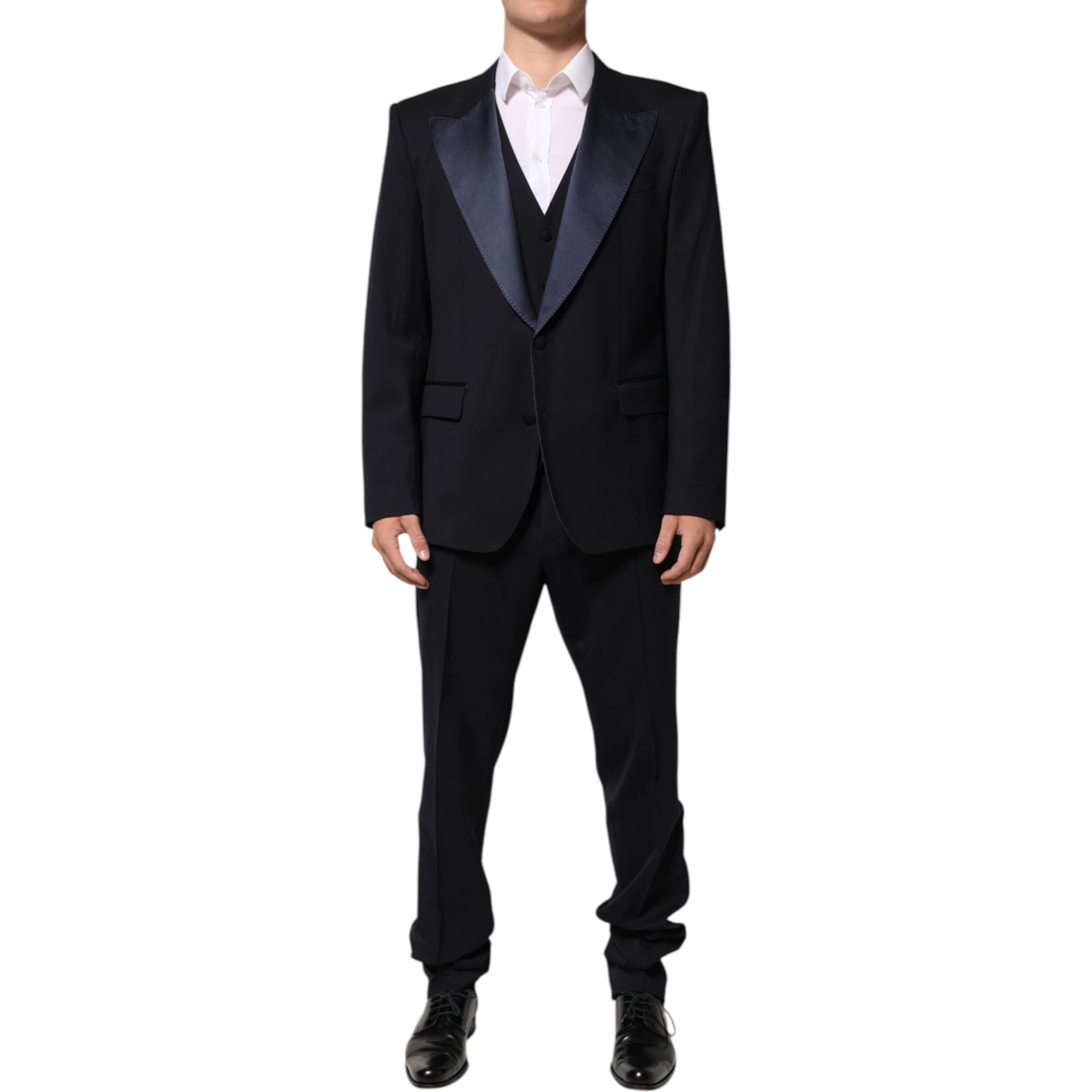 Black 3 Piece Wool Silk Blend Suit SICILIA