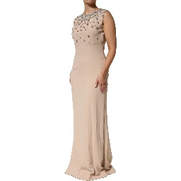 Nude Ecru Beaded Crystal Embellished Dress