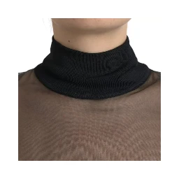 Black Mesh Turtleneck Sheer Blouse Top