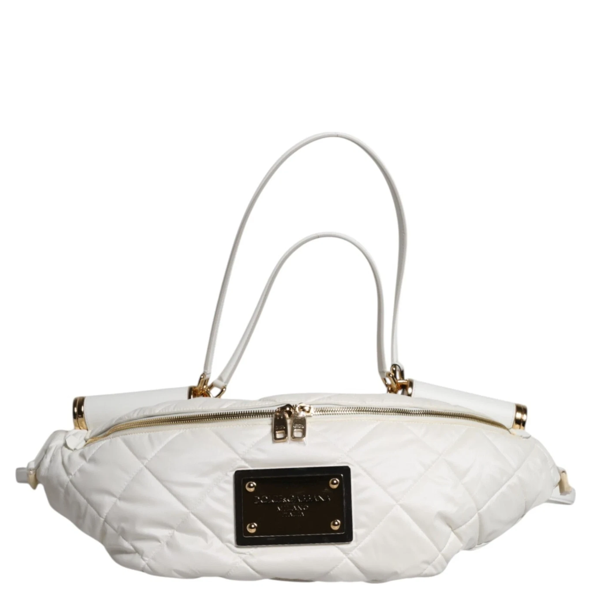 White Quilted Logo 90's Sicily Belt Waist Fanny Pack Bag