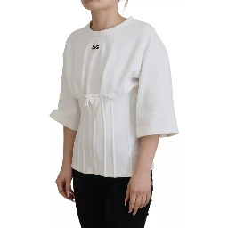 White Cotton Corset Stretch Top  T-shirt