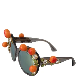 DG4283B Acetate Crystals Orange Appliques Sunglasses