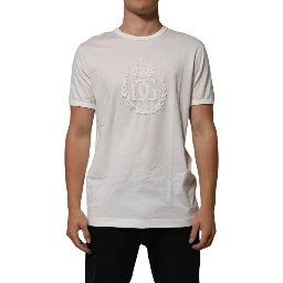 White Cotton DG Crown Embossed Men T-shirt