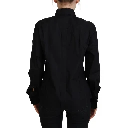 Black Cotton Collared Long Sleeves Shirt