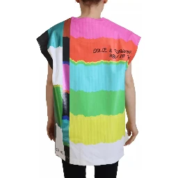 Multicolor Print Blouse Cotton Tank TV Print T-shirt